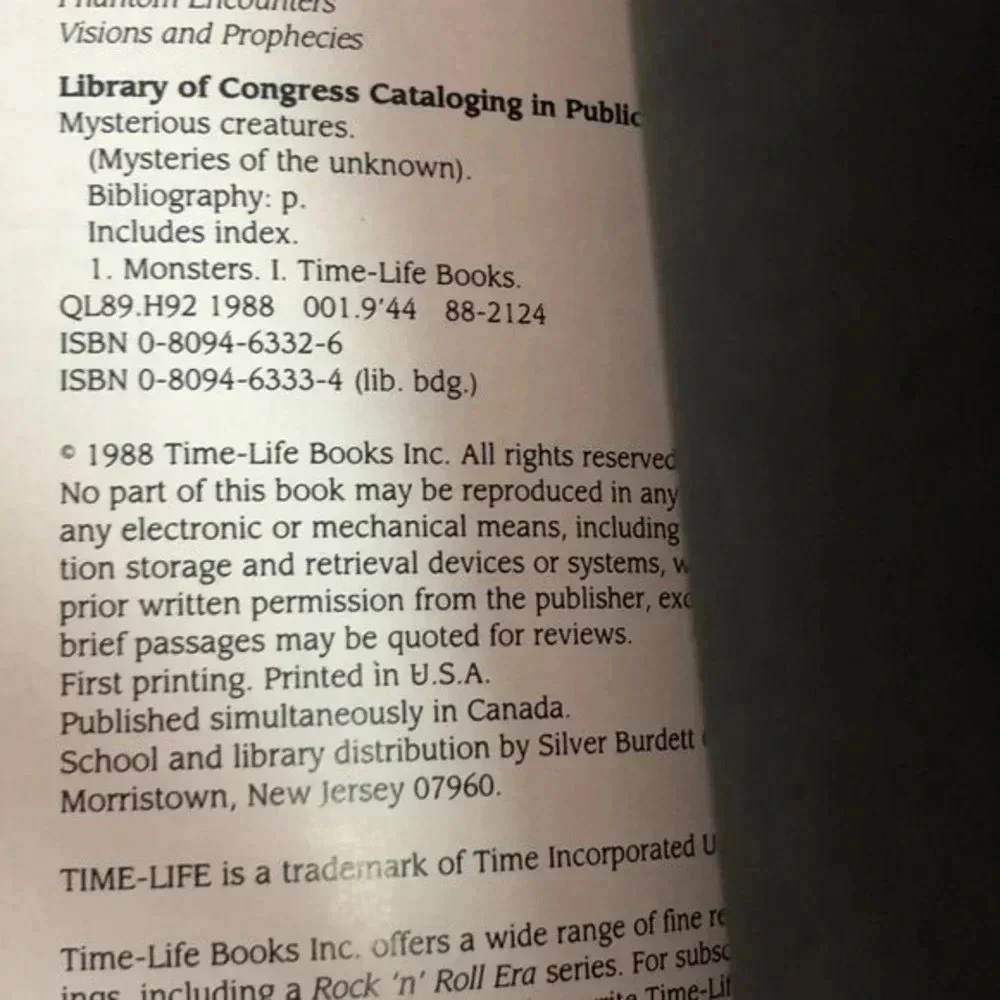 Vintage 1988 time life MYSTERIES OF THE UNKNOWN- Mysterious Creatures
